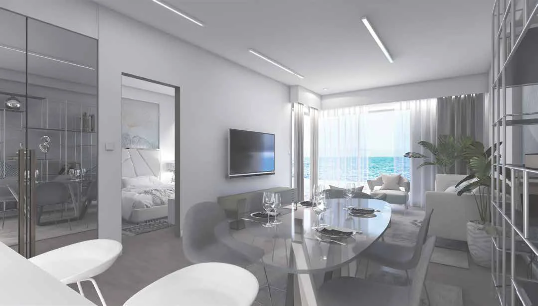 Interior — living room with sea view